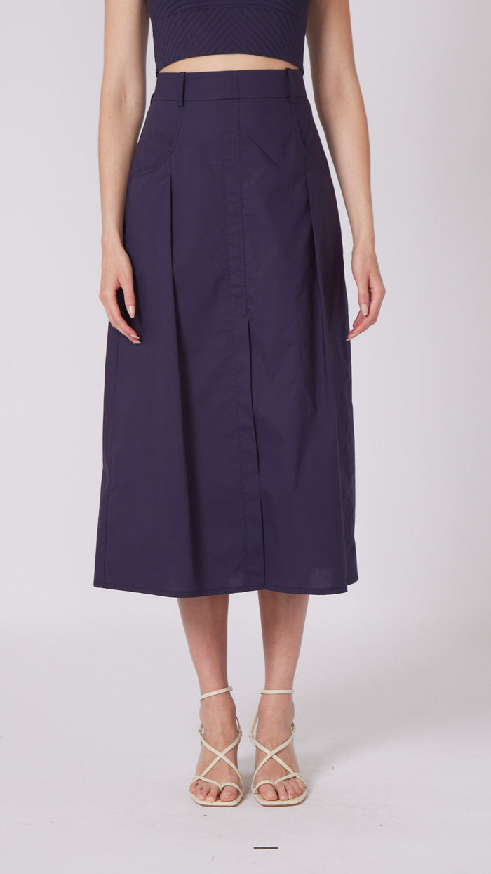 Gilner Farrar Jazlyn Poplin Midi Skirt in Navy