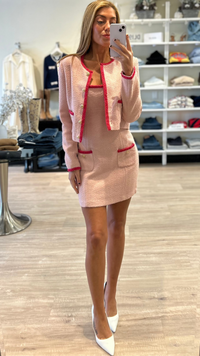 Amanda Uprichard Braswell Long Sleeve Tweed Jacket in Light Pink/Pink