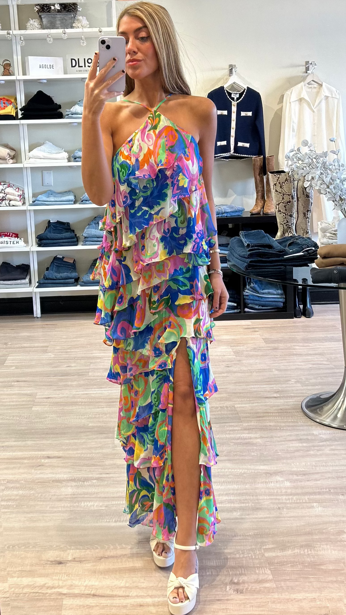 Amanda Uprichard Posie Ruffle Maxi Dress in Fleetwood Print