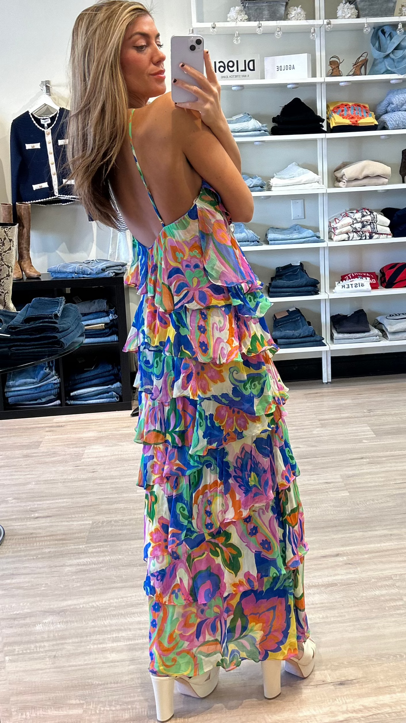 Amanda Uprichard Posie Ruffle Maxi Dress in Fleetwood Print