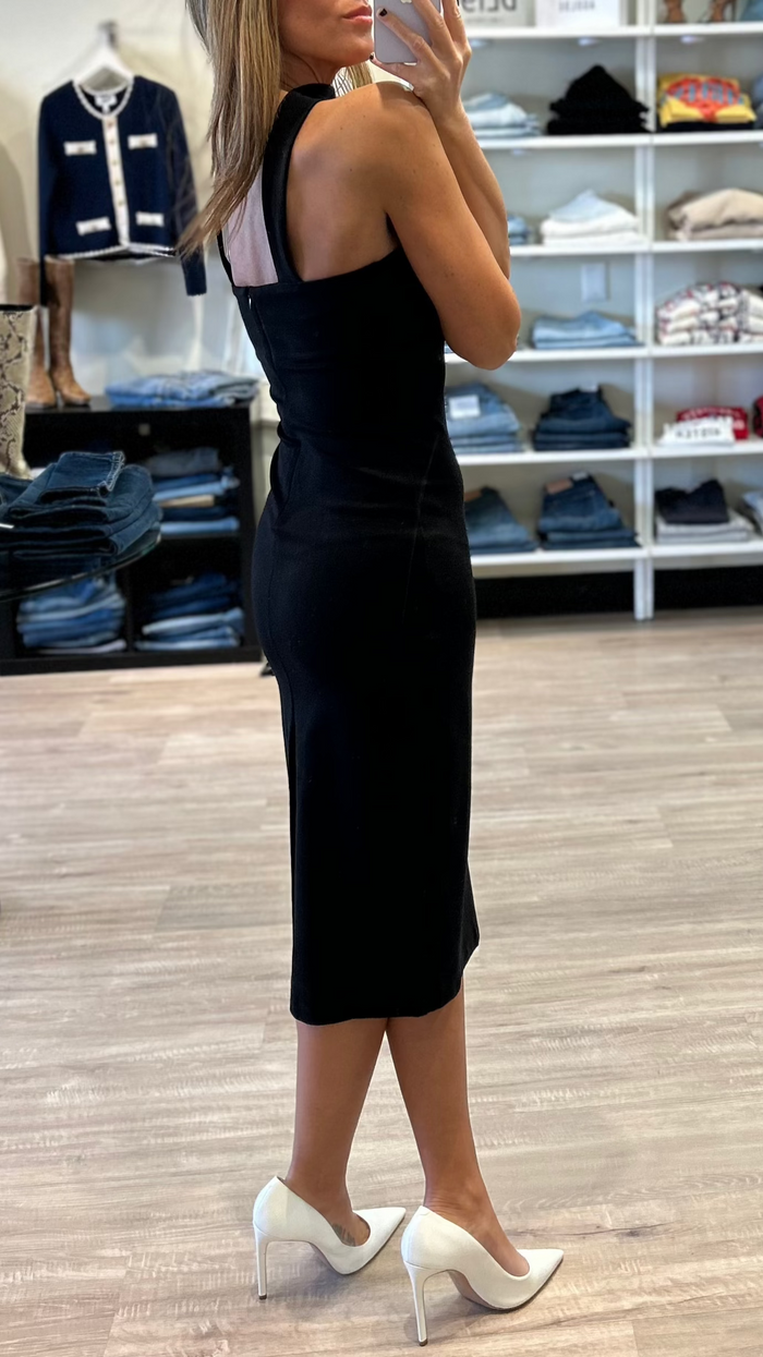 Amanda Uprichard Kimana Turtle Midi Dress in Black