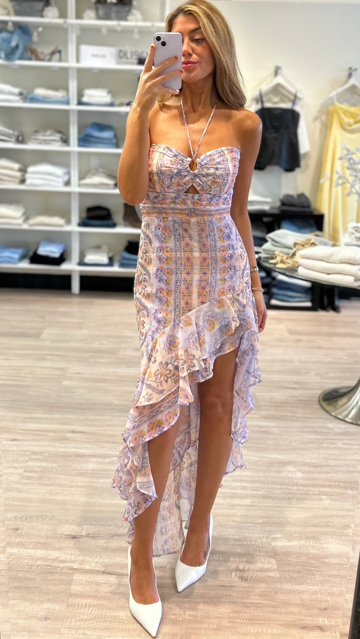 Amanda Uprichard Estrada Halter Maxi Dress in Calabria Print