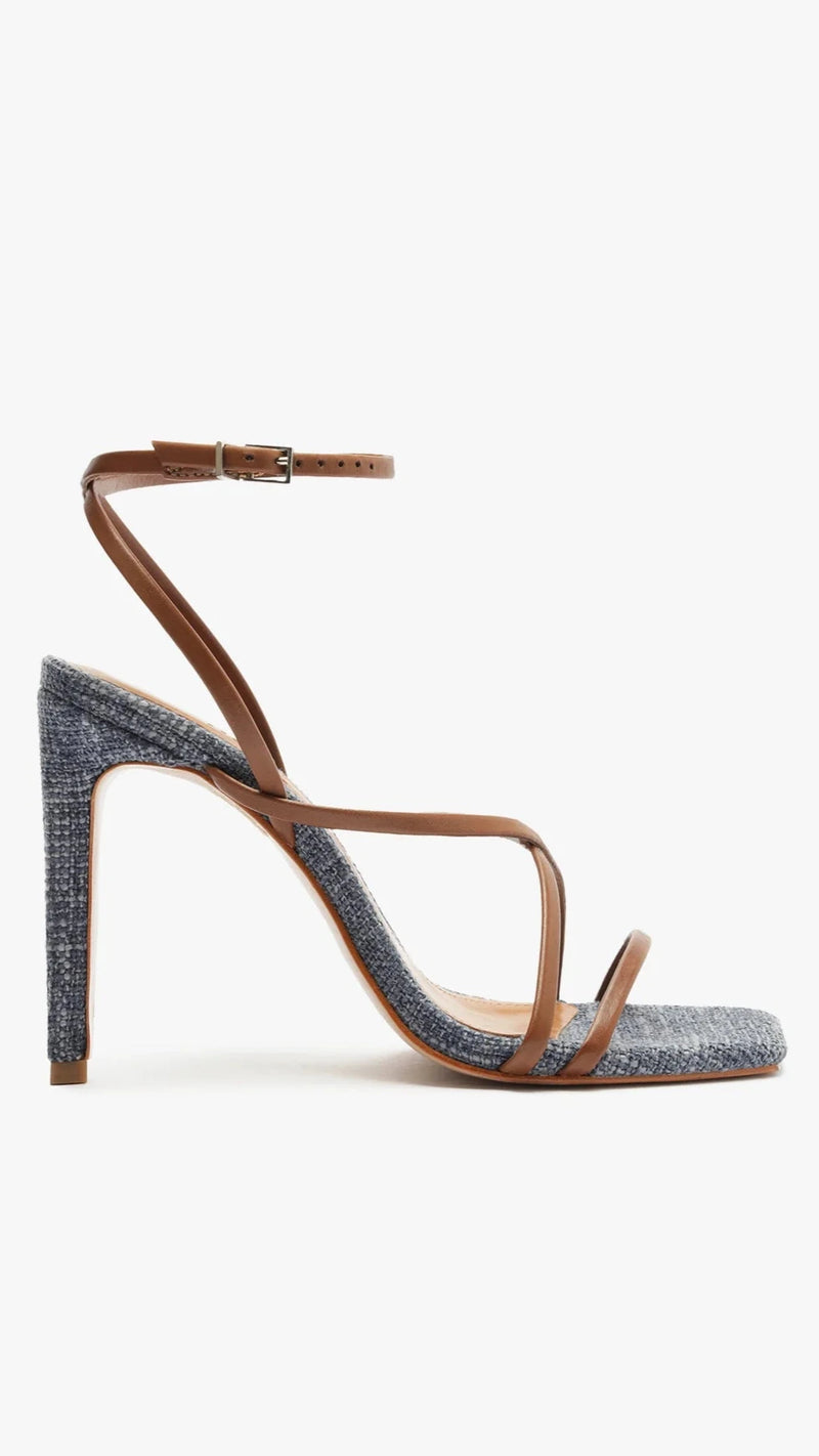 Schutz Bari Strappy Heel in Denim