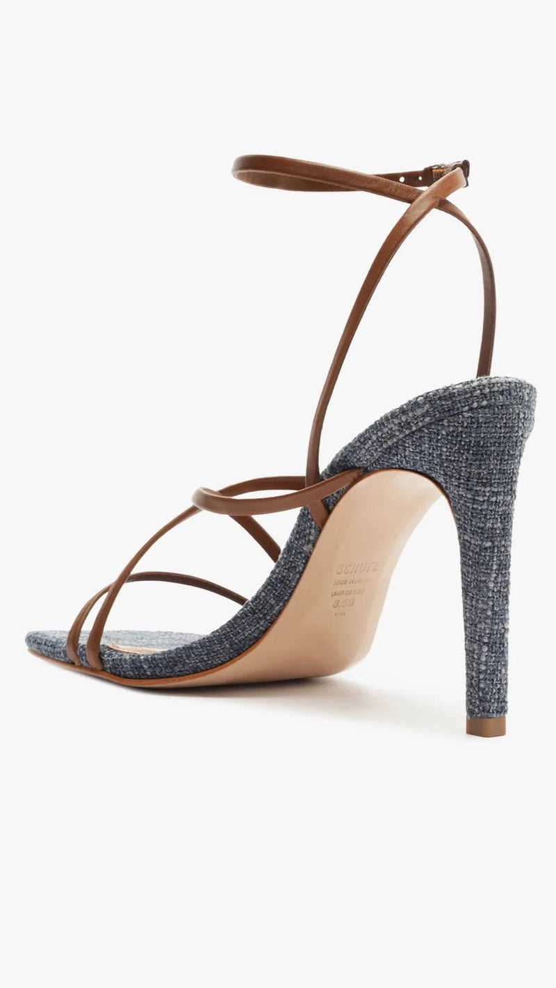 Schutz Bari Strappy Heel in Denim