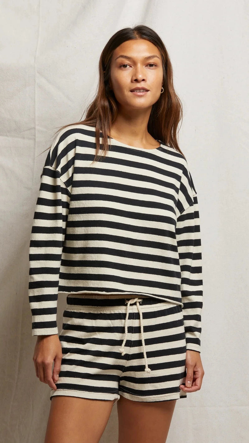 Perfect White Tee Jesse Cotton Sweat Short in Stripe