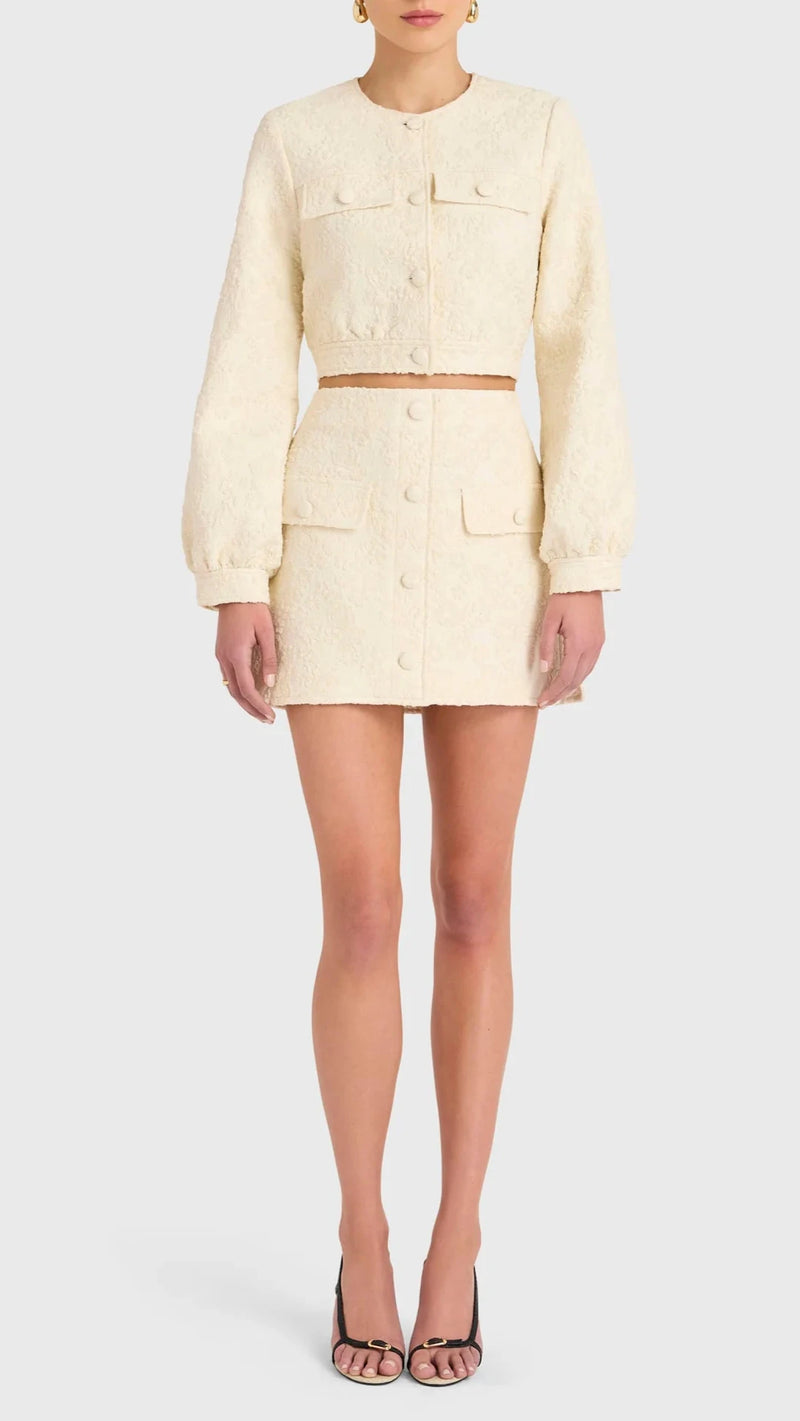 Amanda Uprichard Bello Textured Jacket in Muslin