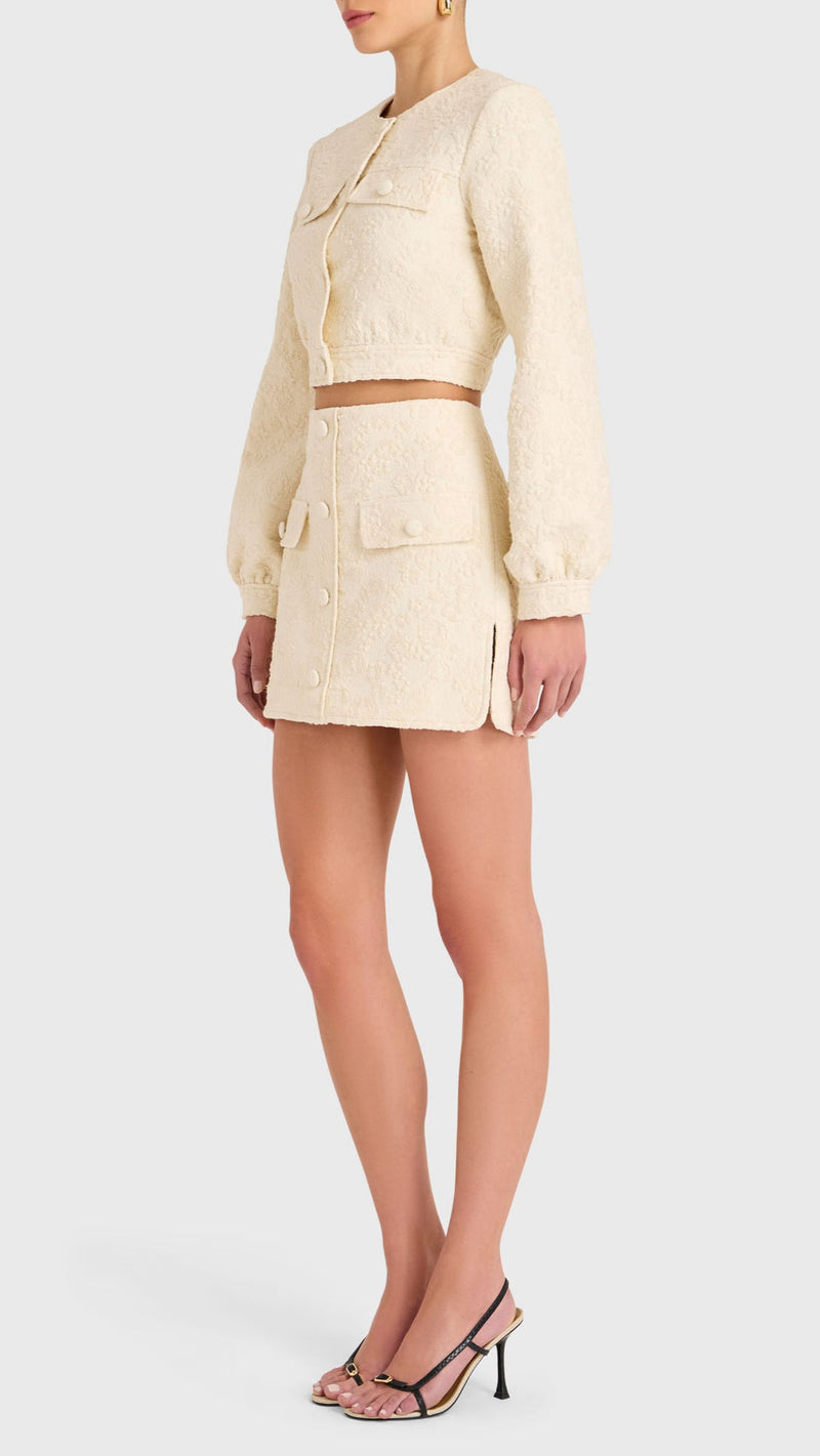 Amanda Uprichard Bello Textured Jacket in Muslin