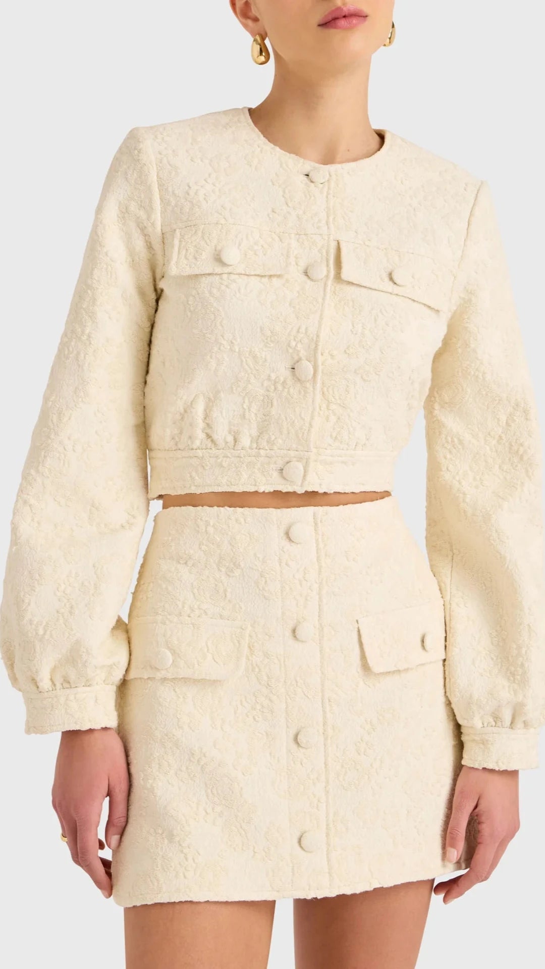 Amanda Uprichard Bello Textured Jacket in Muslin