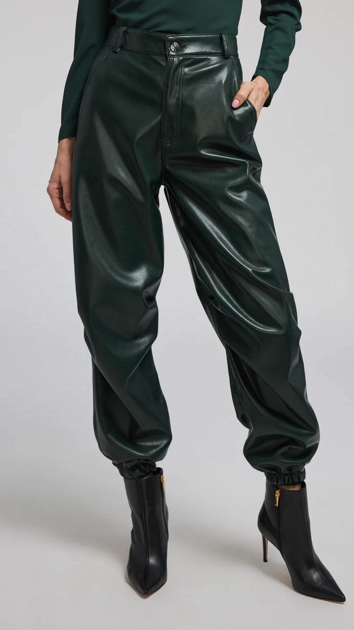 Generation Love Harden Faux Leather Jogger in Forest