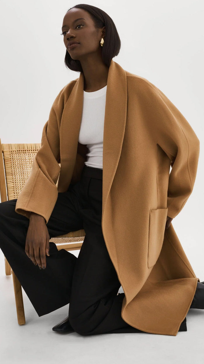 Lamarque Thara Shawl Collar Wool Coat in Camel *ONLY AVAILABLE IN STORE*