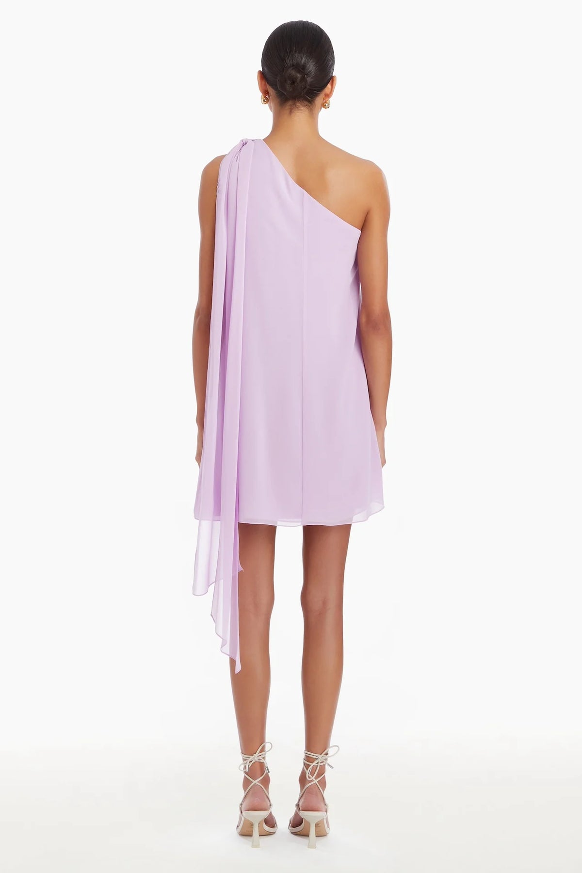 Amanda Uprichard Elisa One Shoulder Mini Dress in Electric Lilac