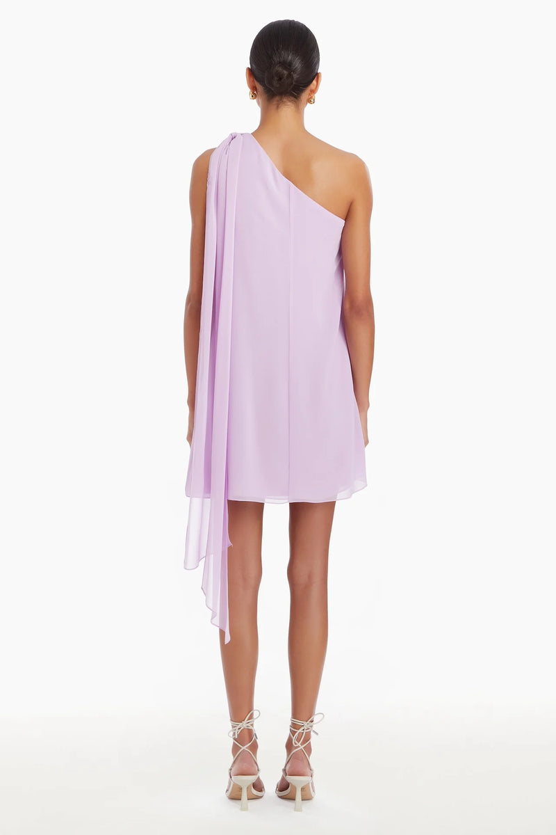 Amanda Uprichard Elisa One Shoulder Mini Dress in Electric Lilac