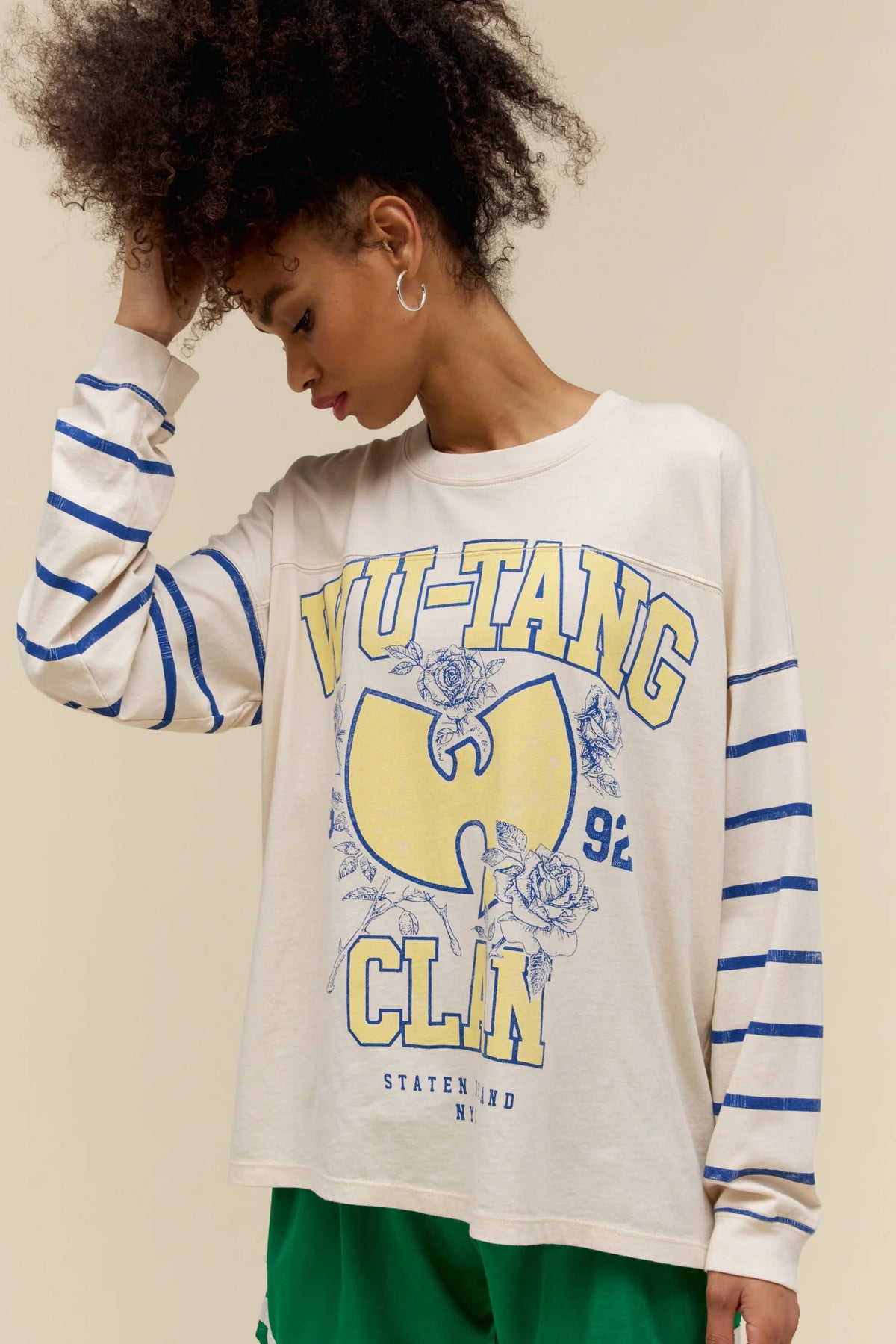 DAYDREAMER Wu-Tang Clan Varsity Long Sleeve in Cream