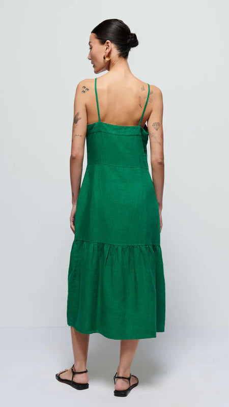 Nation LTD Luciana Linen Button Maxi Dress in Verdant Green