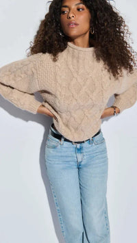 Nation LTD Lydia Cable Knit Sweater in Oatmeal Heather