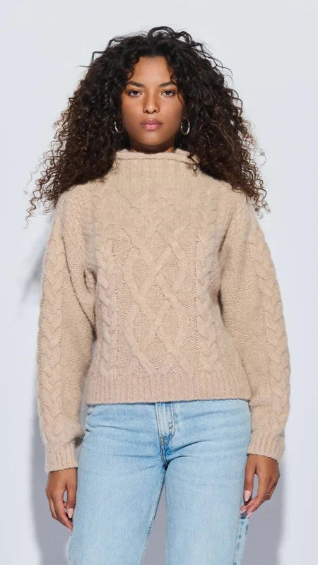 Nation LTD Lydia Cable Knit Sweater in Oatmeal Heather