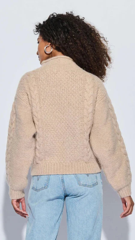 Nation LTD Lydia Cable Knit Sweater in Oatmeal Heather