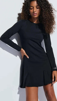 Nation LTD Lyla Long Sleeve Ruffle Bottom Dress in Black