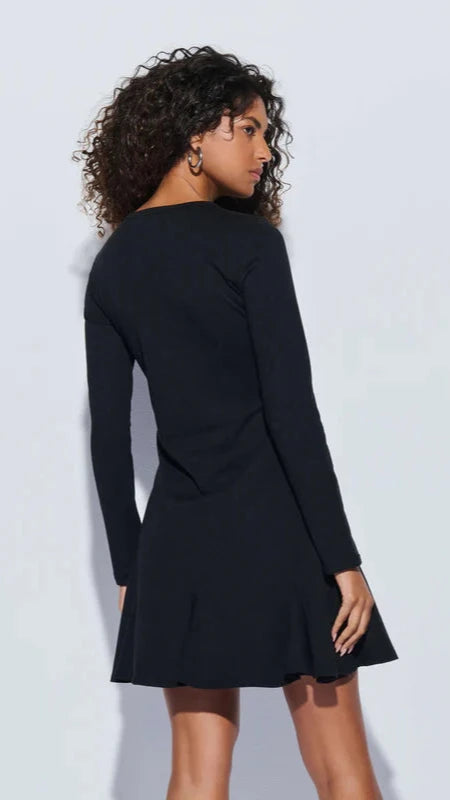 Nation LTD Lyla Long Sleeve Ruffle Bottom Dress in Black