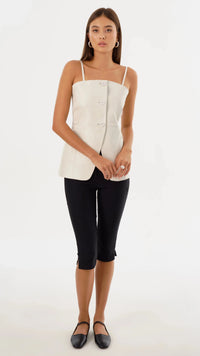 Lamarque Milana Leather Long Bustier Top in Whisper White