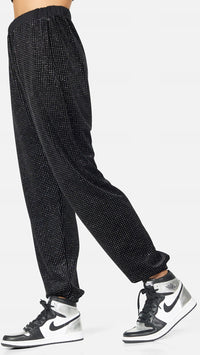 Michael Lauren Zane Rainbow Glitter Velour Sweatpants in Black