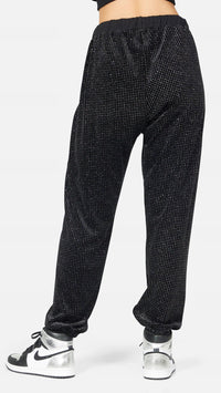 Michael Lauren Zane Rainbow Glitter Velour Sweatpants in Black