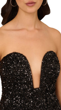 Liv Foster Strapless Sequin Mini Dress in Black