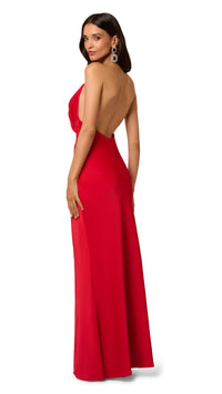 Liv Foster Sofia Satin Halter Gown in Red