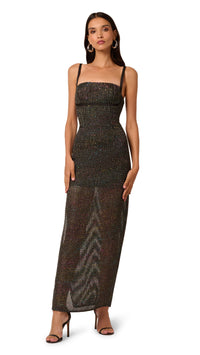 Liv Foster Stella Sequin Sparkle Mesh Gown in Black