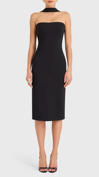 Amanda Uprichard Kimana Turtle Midi Dress in Black