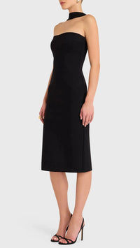 Amanda Uprichard Kimana Turtle Midi Dress in Black