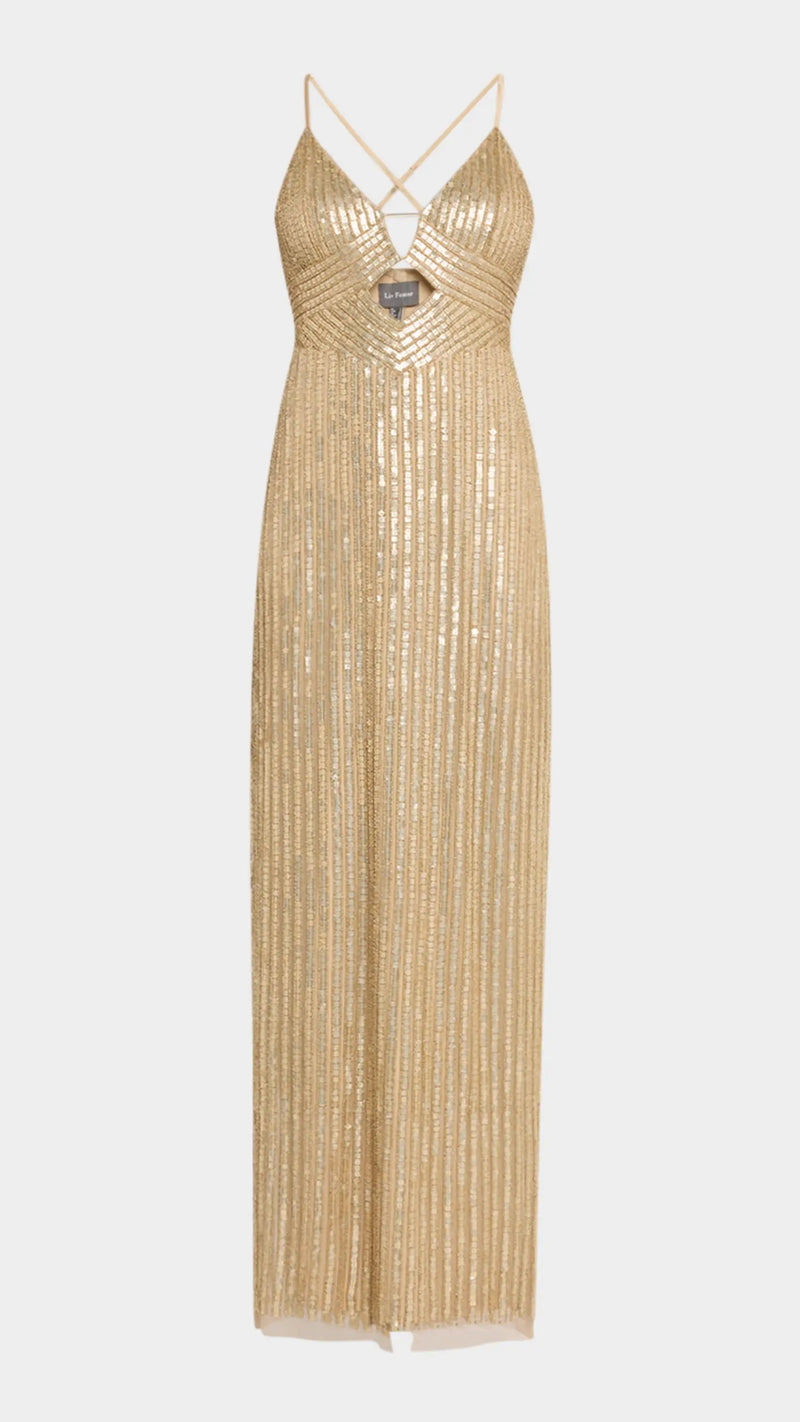 Liv Foster Madelyn Beaded Gown in Gold *CALL TO ORDER*