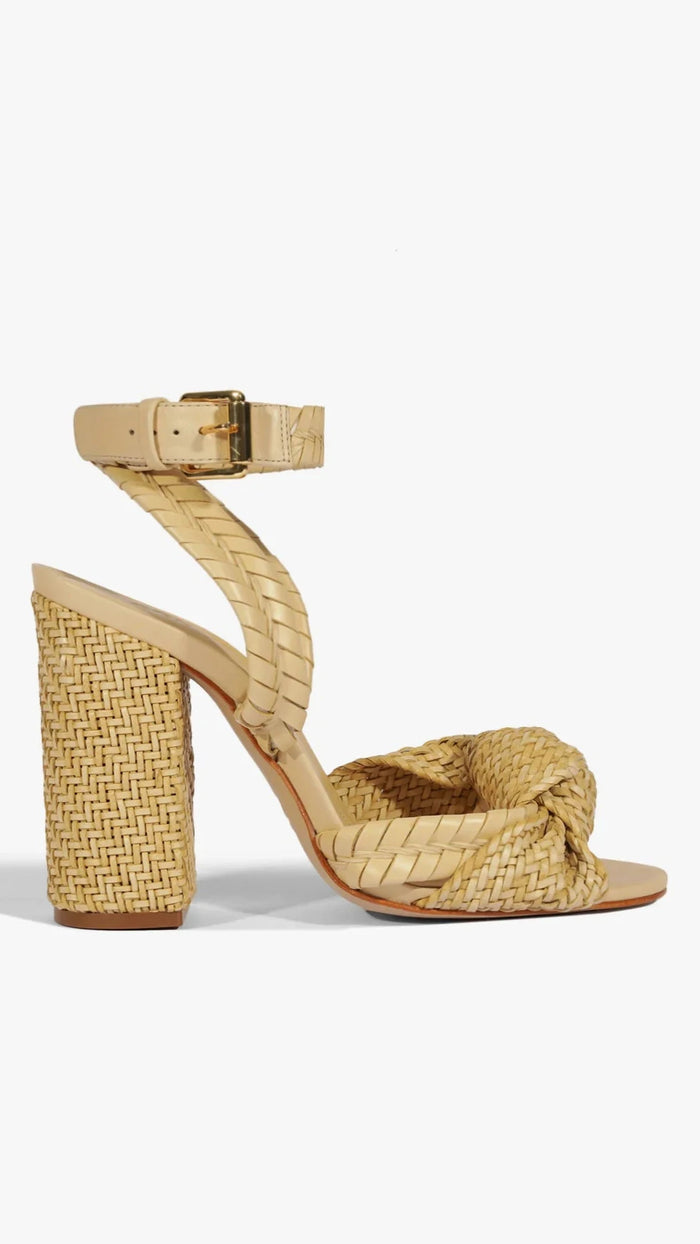 Schutz Khari Straw Heeled Sandal in Natural