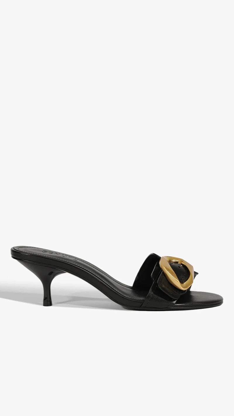 Schutz Olga Buckle Heeled Sandal in Black