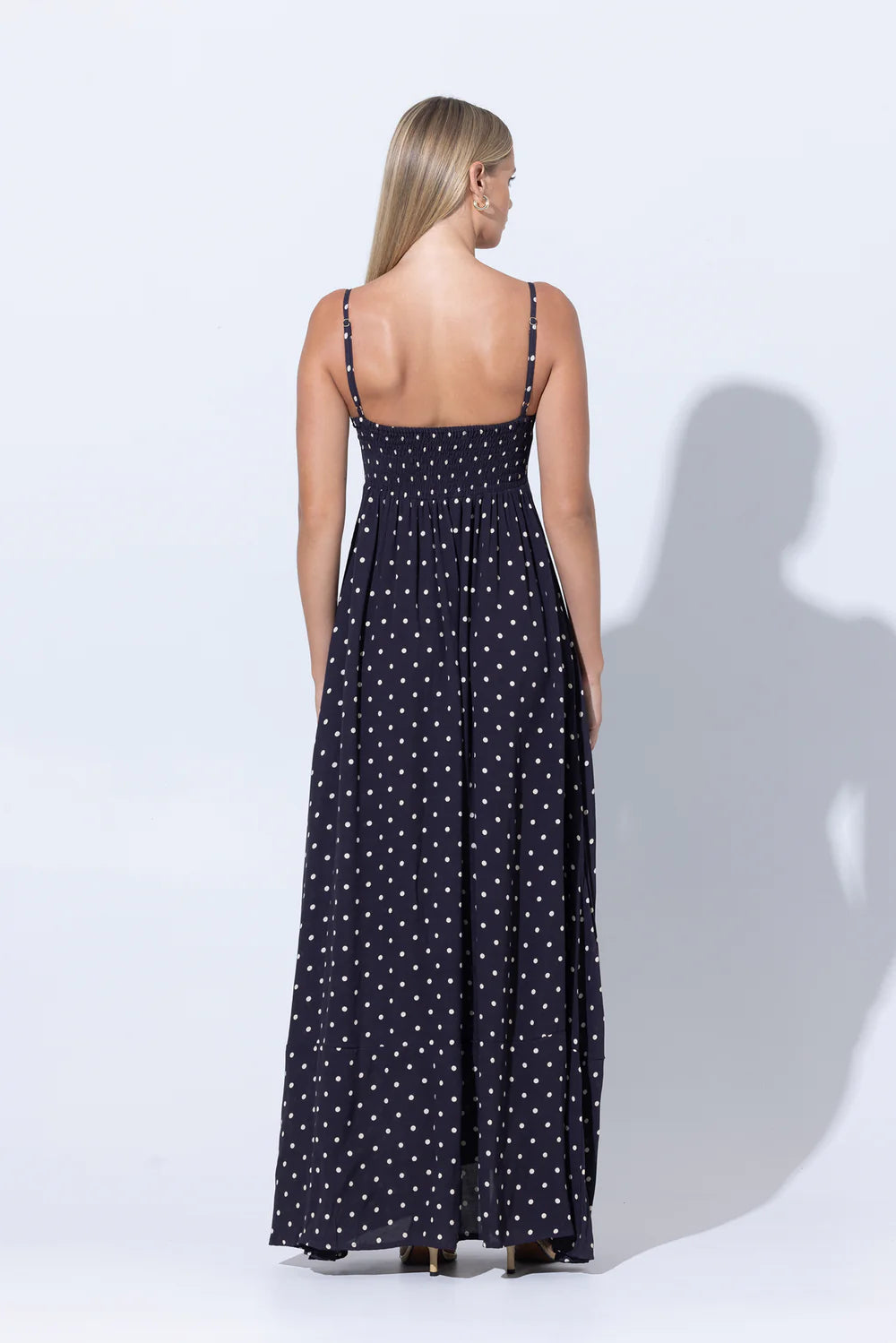 Lusana Alison Maxi Dress in Polka Dot Spot