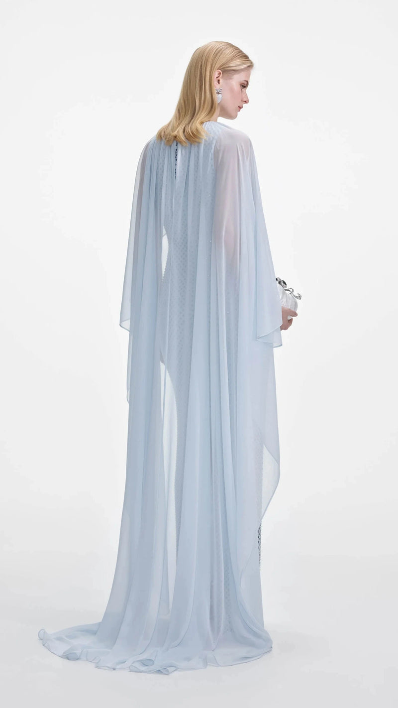 Self Portrait Rhinestone Cape Gown in Pale Blue *CALL TO ORDER*