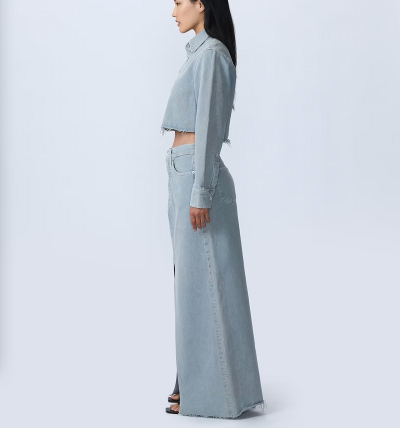 Slvrlake Denim Low Rise Maxi Skirt in Dove