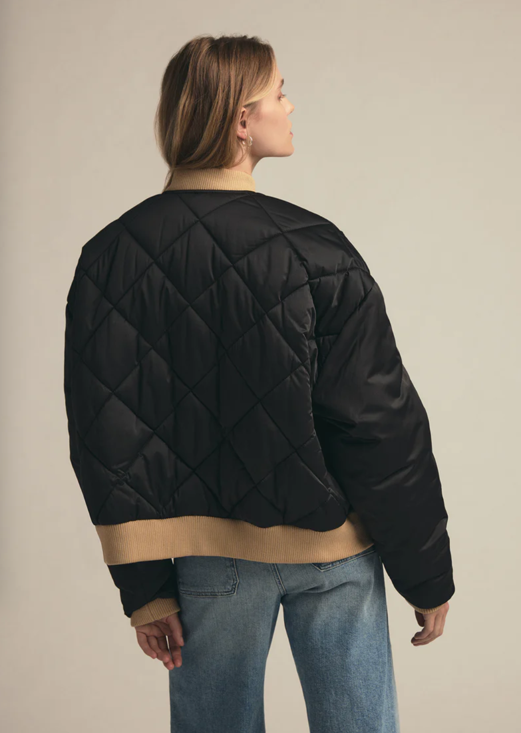 Favorite Daughter The Favorite Bomber Jacket in Black/Beige