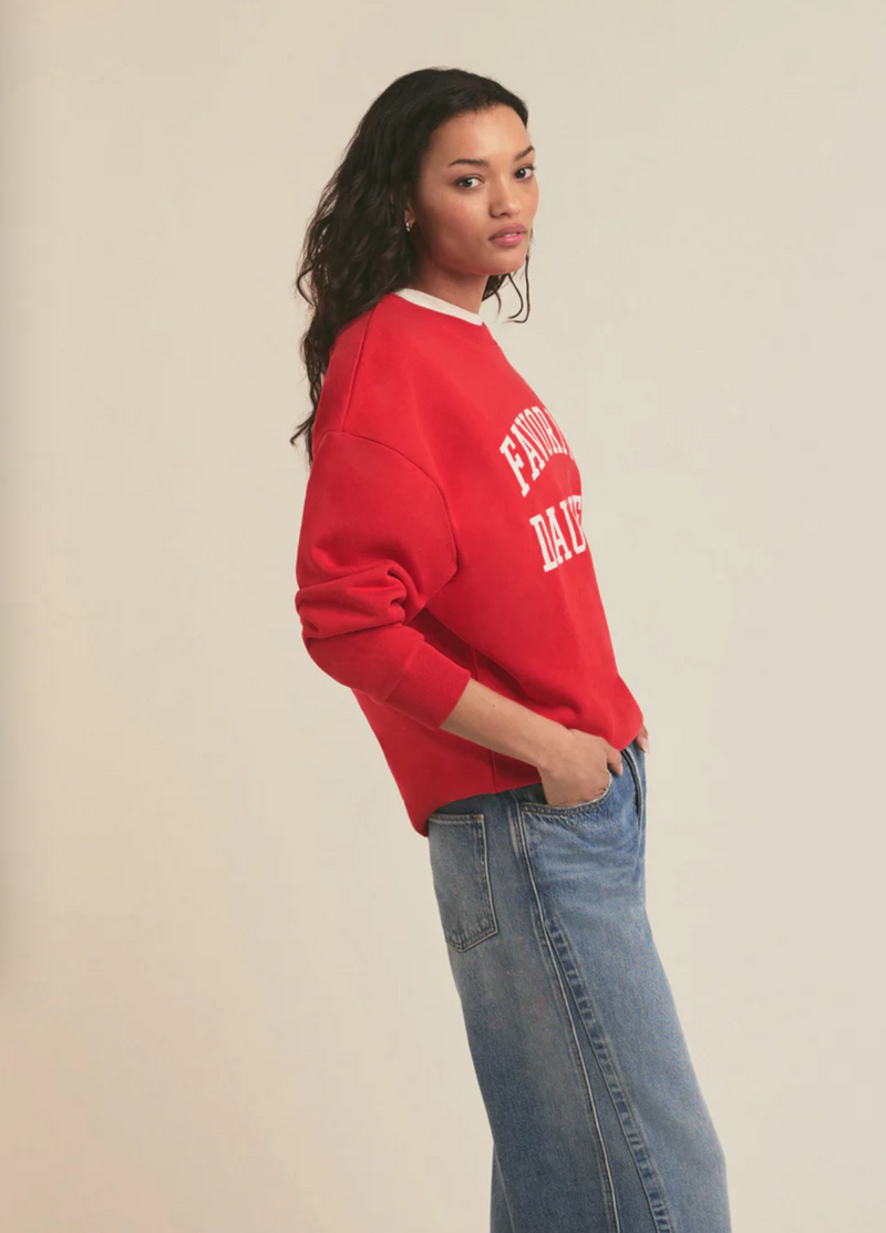 Favorite Daughter The Collegiate Logo Sweatshirt in Haute Rouge