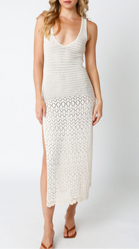 Olivaceous Pamala Crochet Coverup Dress in Natural