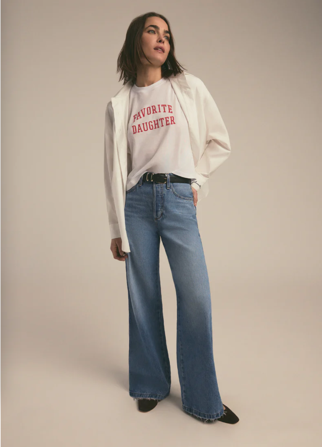 Favorite Daughter The Cropped Collegiate Tee in White Rouge