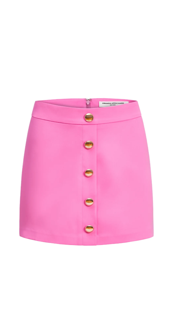 Amanda Uprichard Benton Button Mini Skirt in Aster