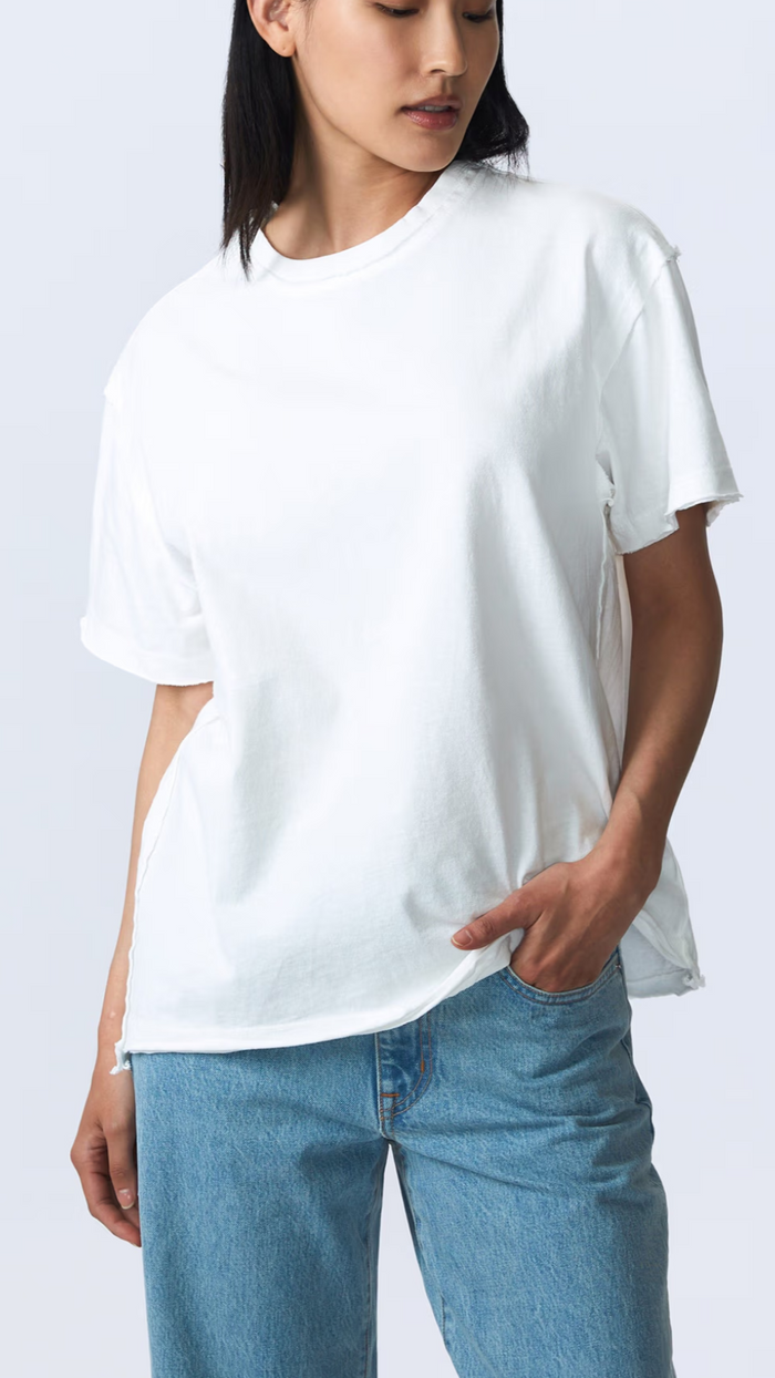 SLVRLAKE Denim Oversized Tee in Natural White