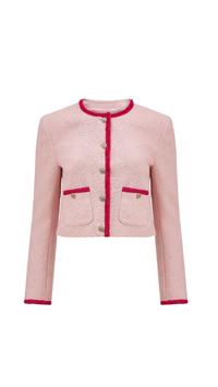 Amanda Uprichard Braswell Long Sleeve Tweed Jacket in Light Pink/Pink