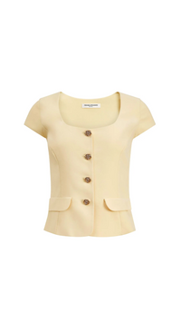 Amanda Uprichard Kya Short Sleeve Top in Cornsilk