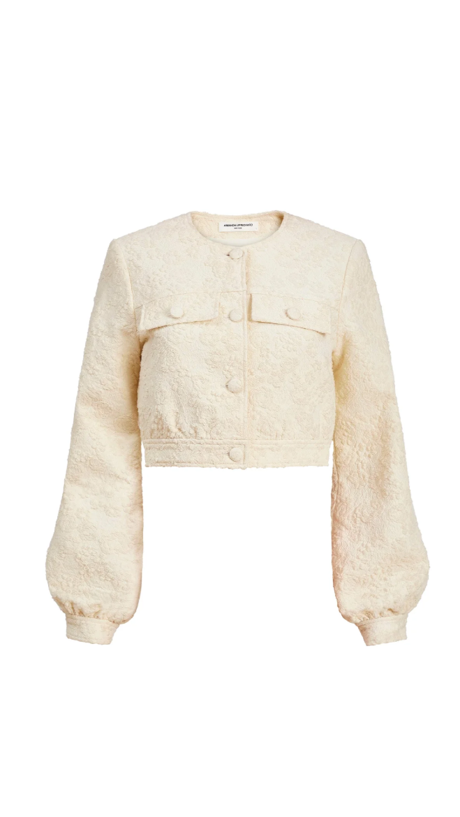 Amanda Uprichard Bello Textured Jacket in Muslin