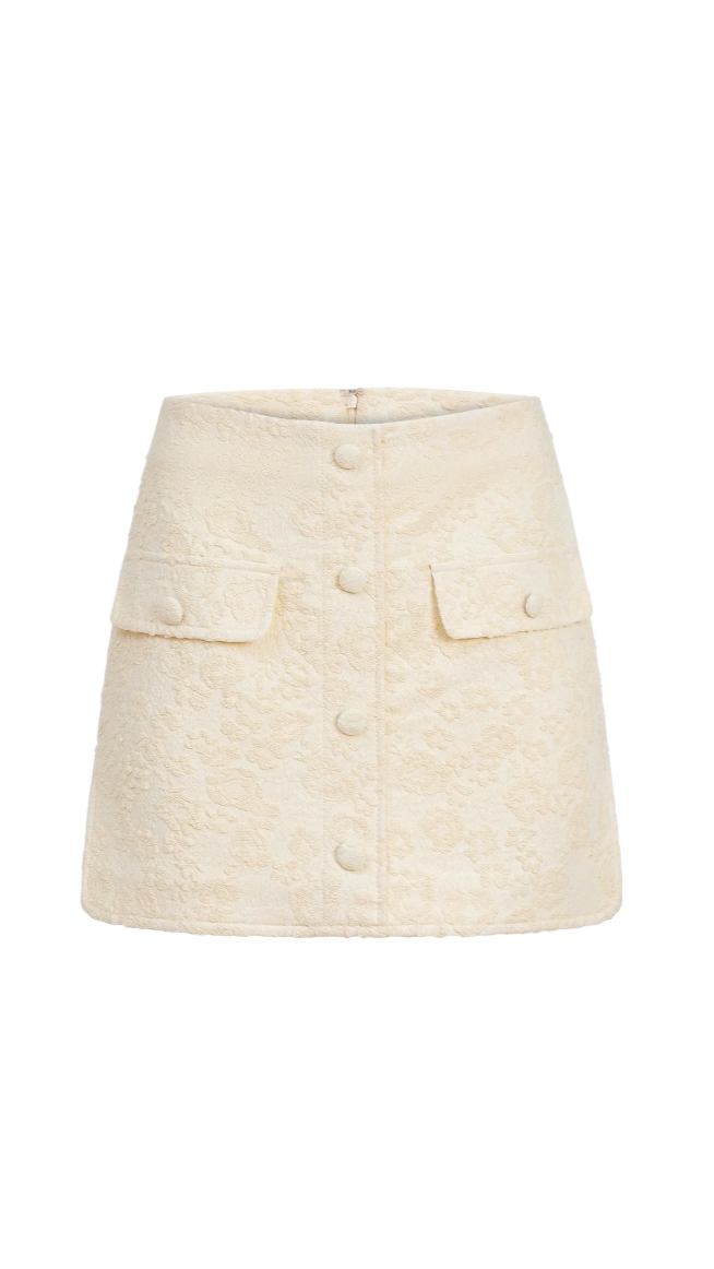 Amanda Uprichard Bello Textured Mini Skirt in Muslin