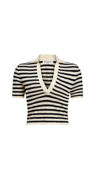 Amanda Uprichard Seine Knit Polo in Black/Cream