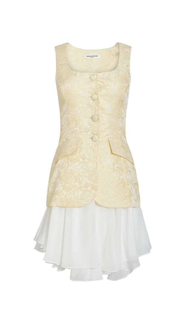 Amanda Uprichard Lilibet Mini Dress in White/Cornsilk