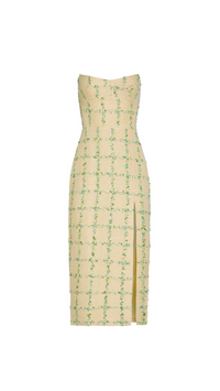 Amanda Uprichard Ivy Tweed Midi Dress in Windowpane Yellow